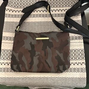 Steve Madden Brown Camouflage Crossbody Bag with Black Strap